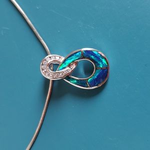 Black opal and white sapphire necklace